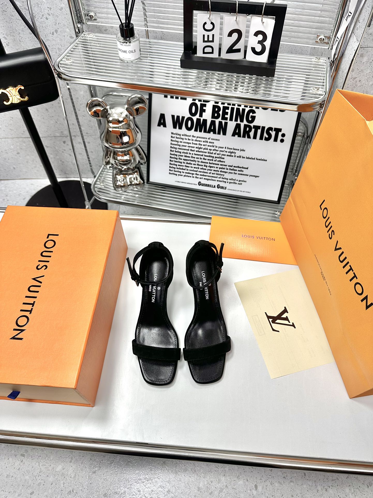 [TOP] L&V L*V Diamond Sandals High Heels - balck -  LV Louis Vuitton