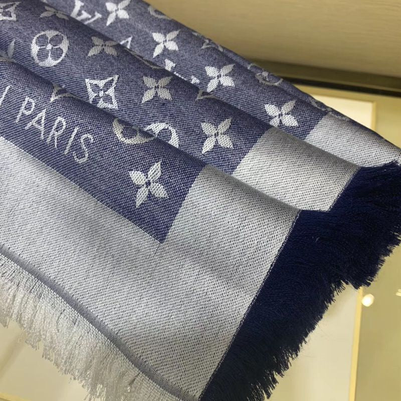 [TOP] L&V L*V Monogram Shawl - Blue Denim - LV Louis Vuitton