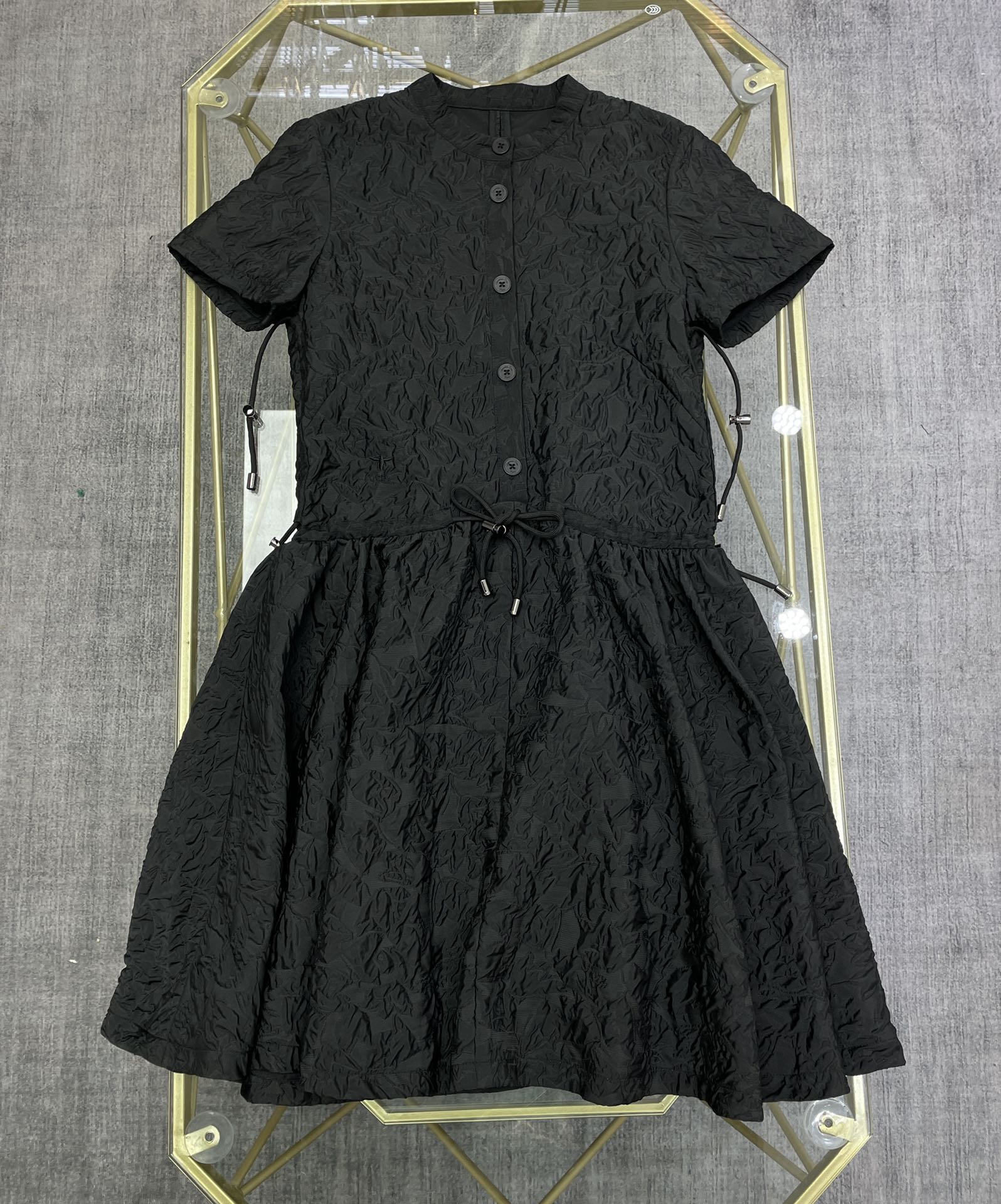 [TOP] D!or Pleated Textured French Dress - Black - Dior