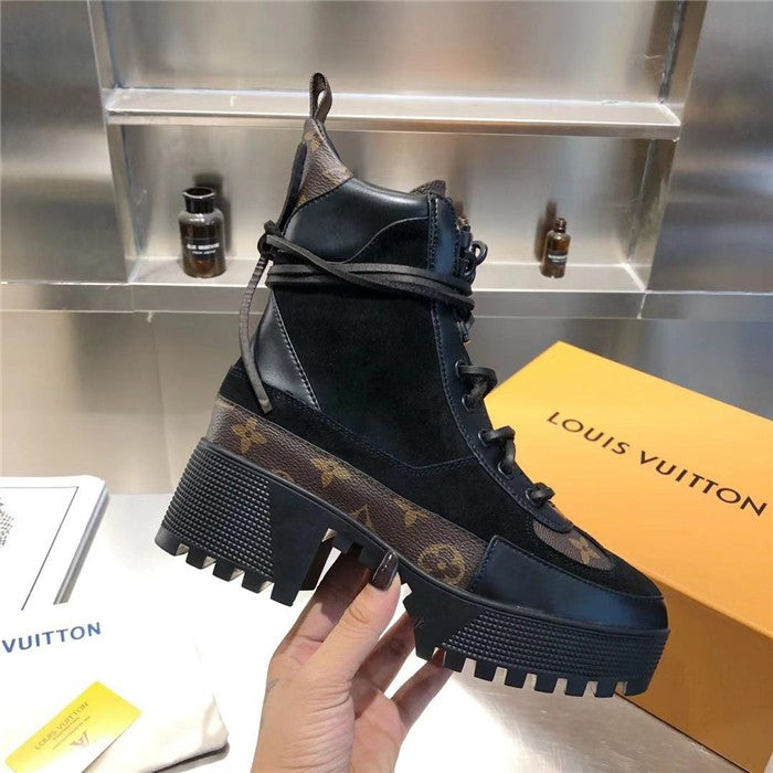 [TOP] L&V L*V Laureate Platform Desert Boots - Black - LV Louis Vuitton