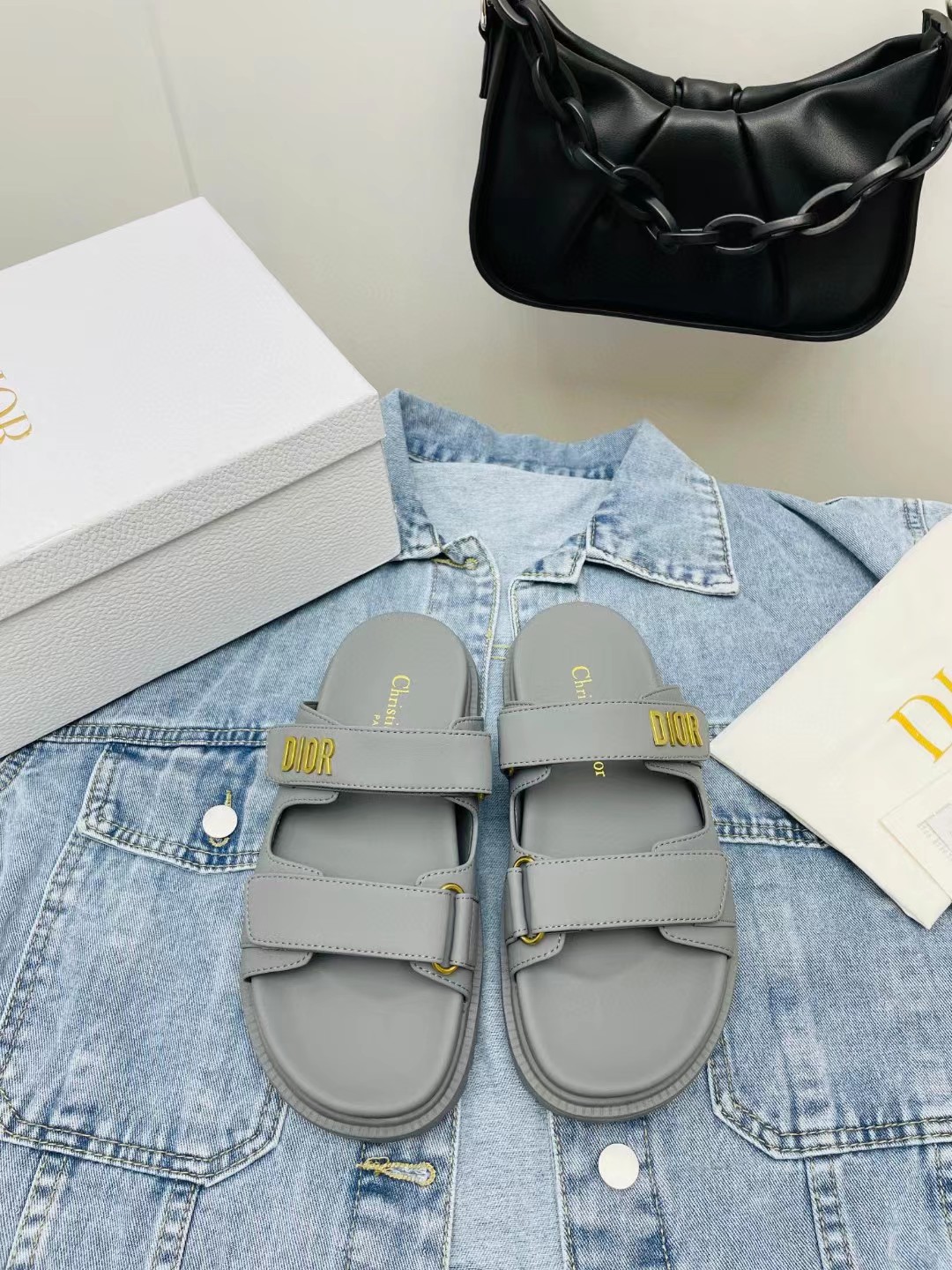 [TOP] D!or Leather Dad Sandals Slides - Collection - Christian Dior