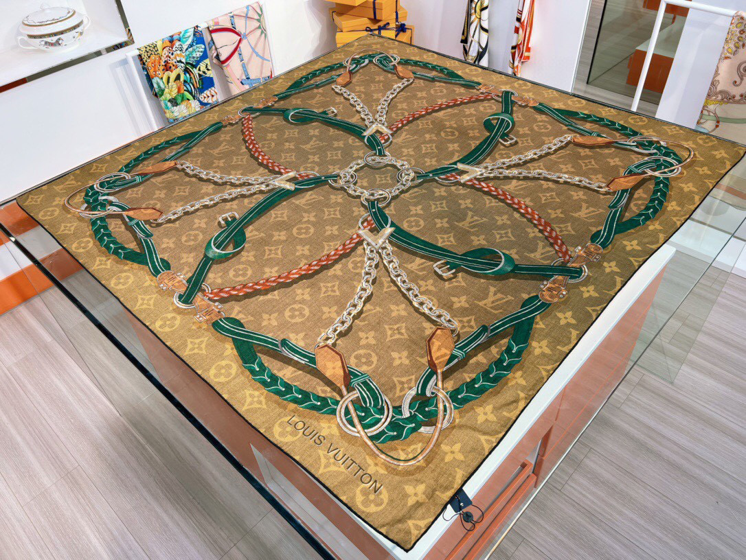 [TOP] L&V Double Face Scarf 140cm square - LV Louis Vuitton