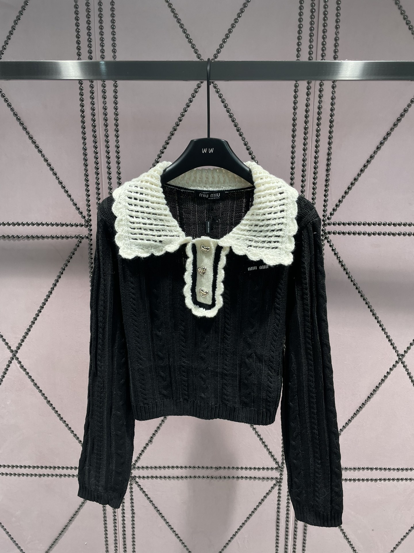 [TOP] m!u m!u Polo Collar Long Sleeve Sweater - 3 Colors - MIUMIU