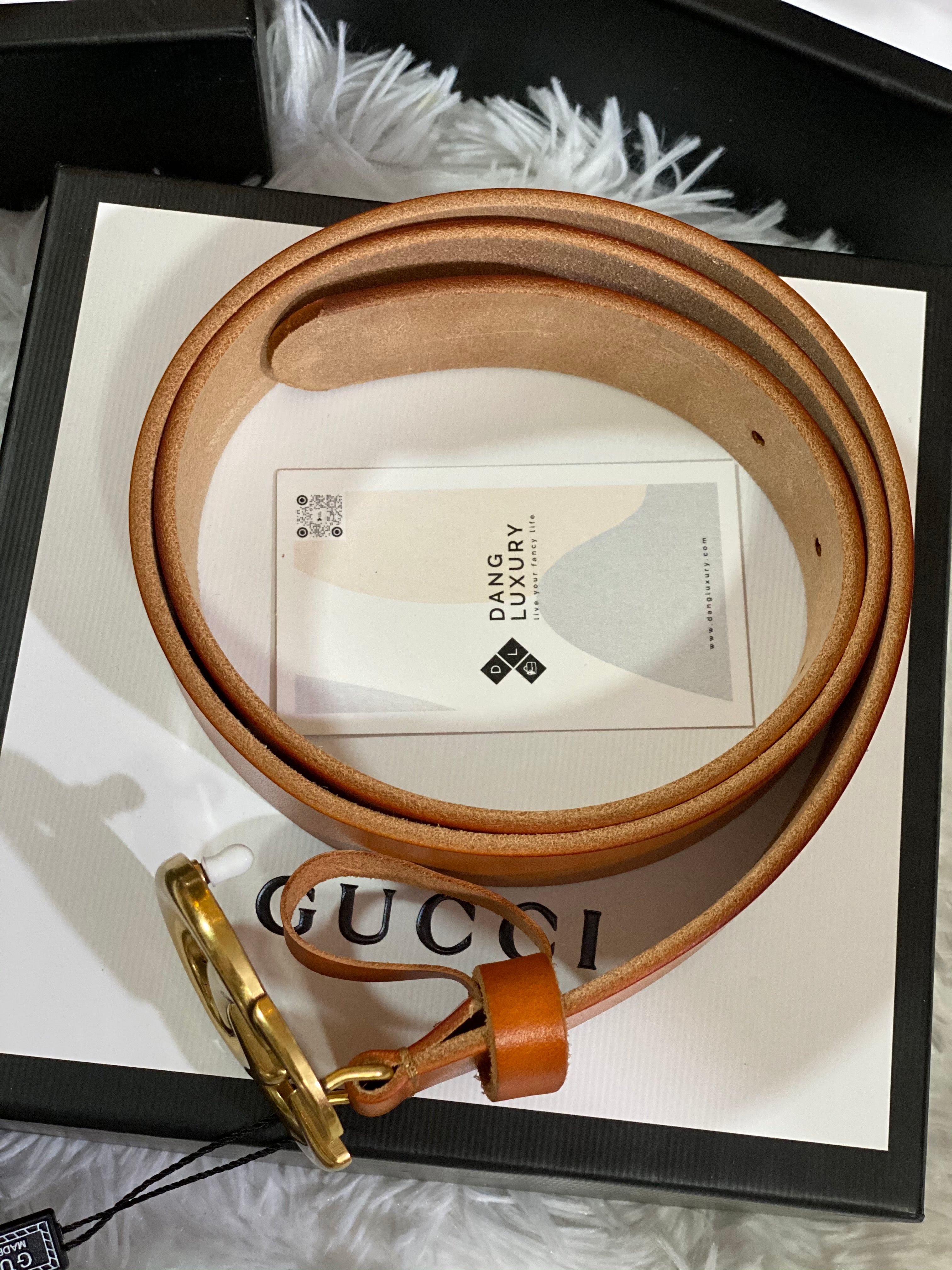 [TOP] GUCC! GG Buckle Leather Belt 3.4cm - BROWN - Gucci