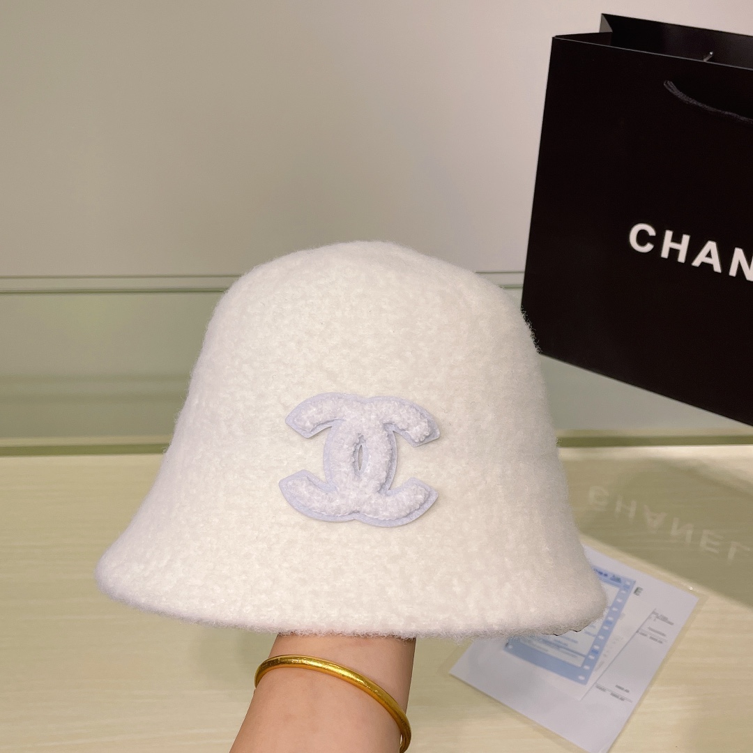 [TOP] CH@NEL Lamb Bucket Hat  - 2 Colors - Chanel