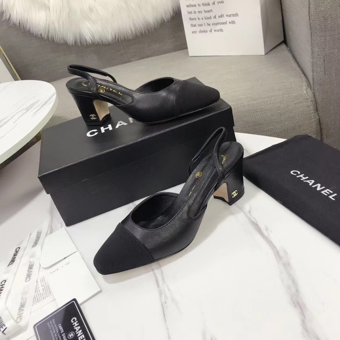[TOP] CH@NEL Pump Sling Back Black - 4 Colour - Chanel
