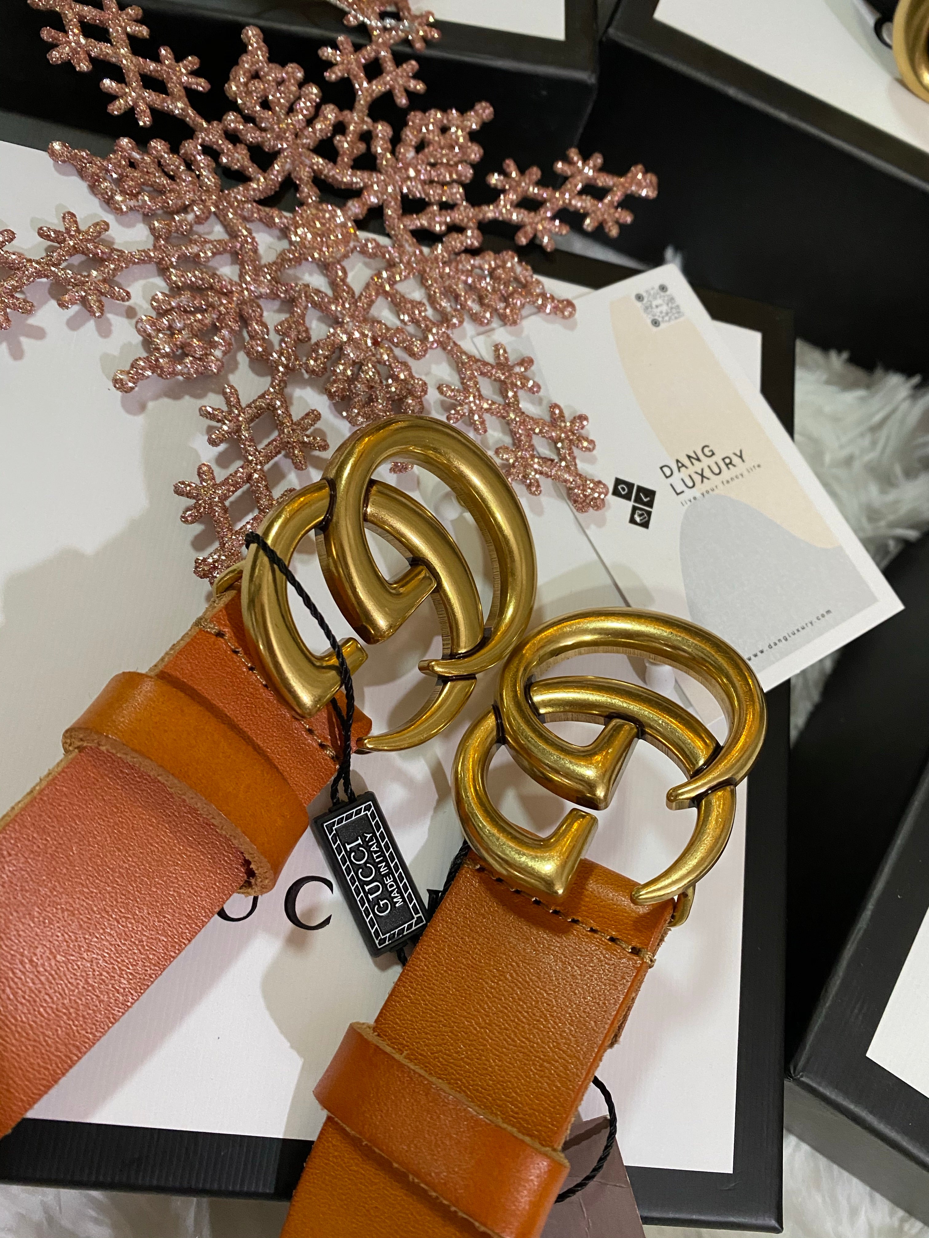 [TOP] GUCC! GG Buckle Leather Belt 3.4cm - BROWN - Gucci