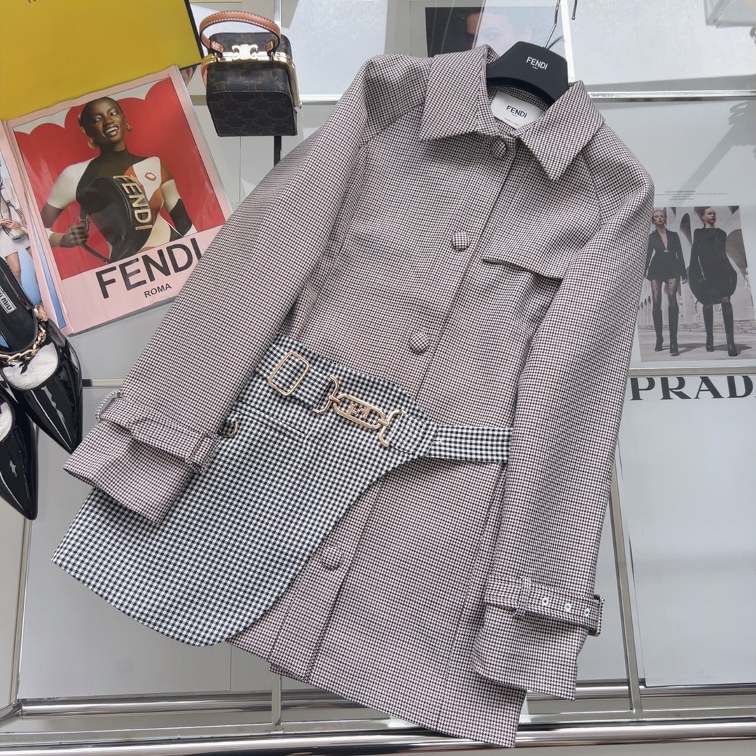 [TOP] FNDI Two Piece Trench Coat - Fendi
