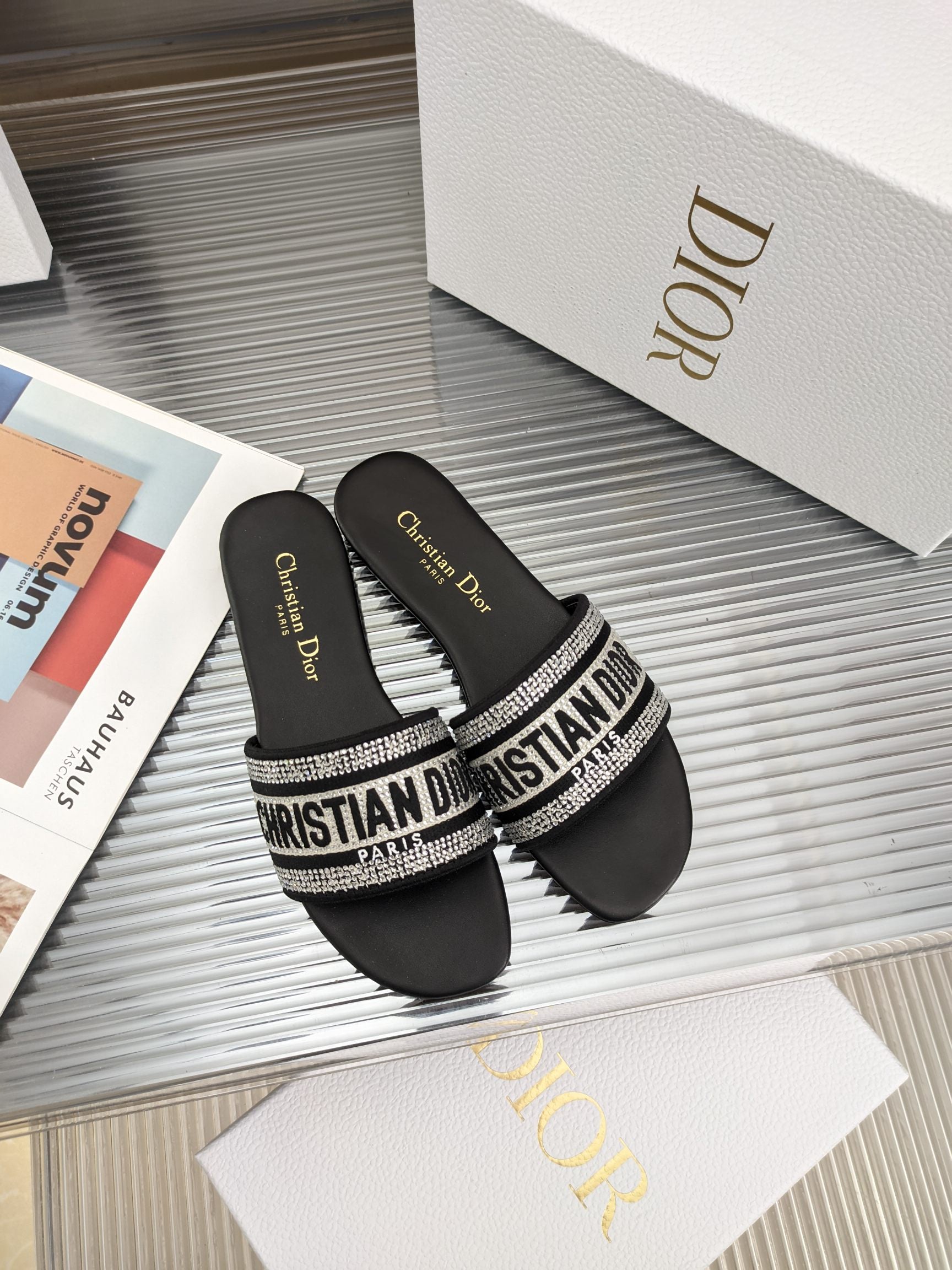 [TOP] D!or Dway Jewel Slides - Black - Christian Dior