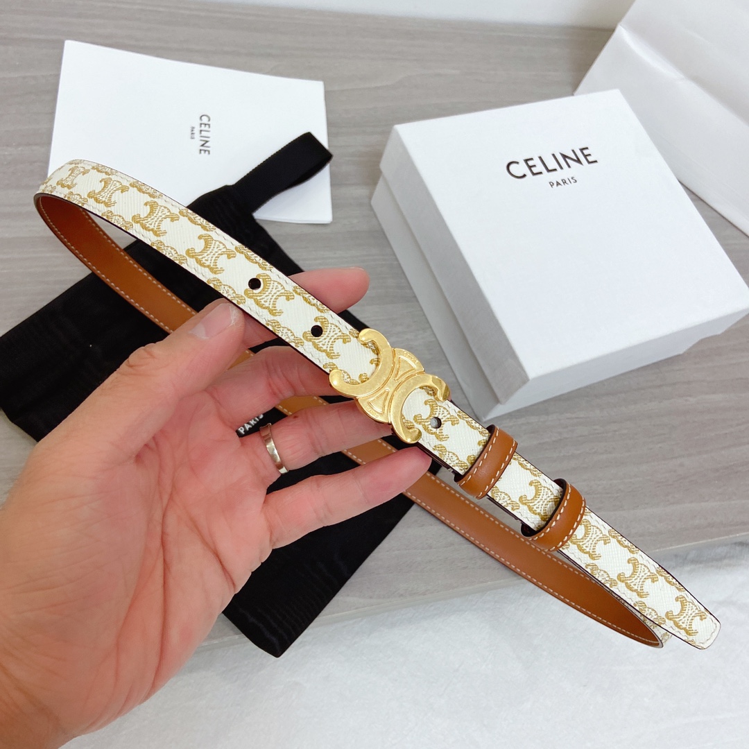 [TOP] CLINE Triomphe Gancini Belt 1.8cm - 2 Color - Celine