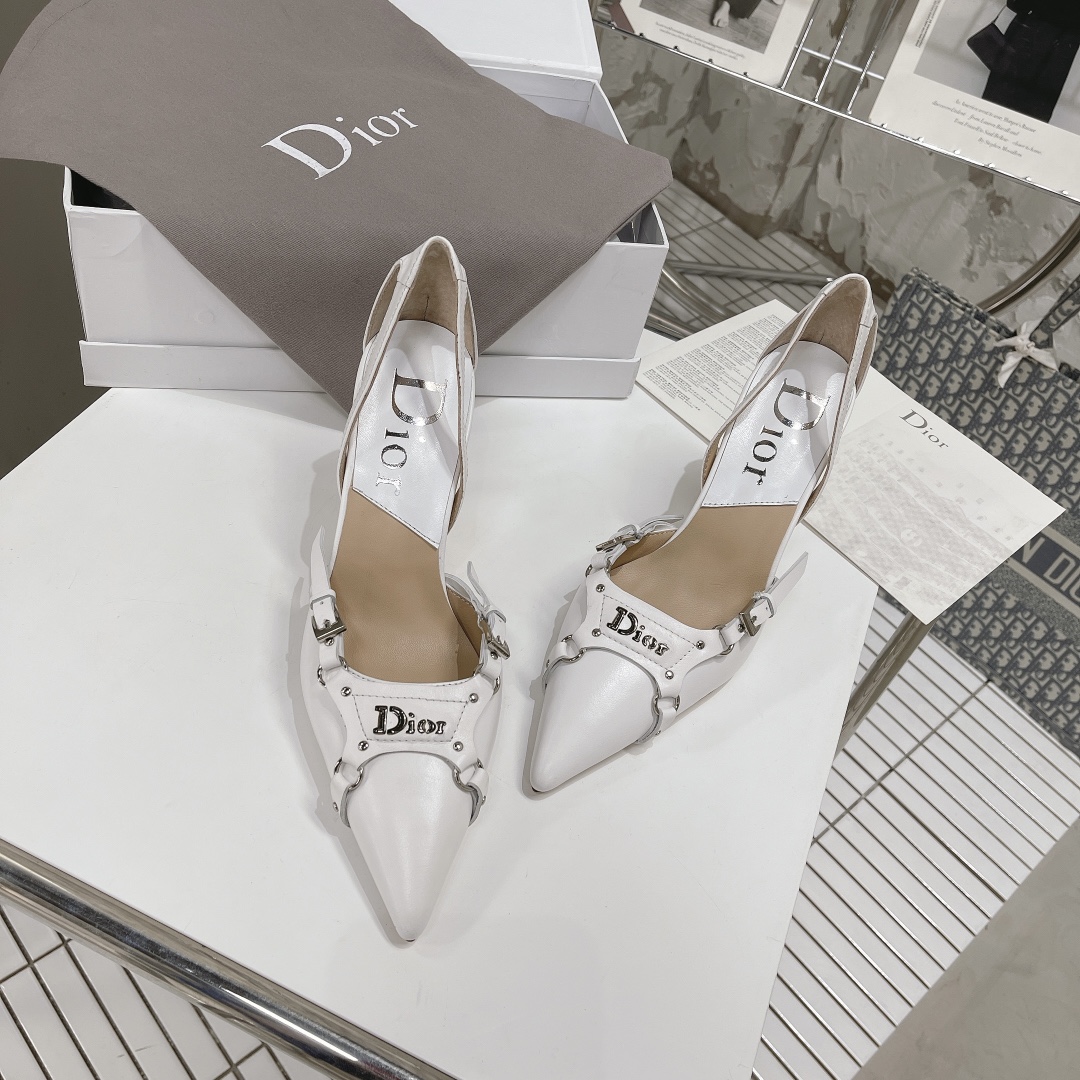 [TOP] D!or CD Logo Leather Pump - White - Christian Dior