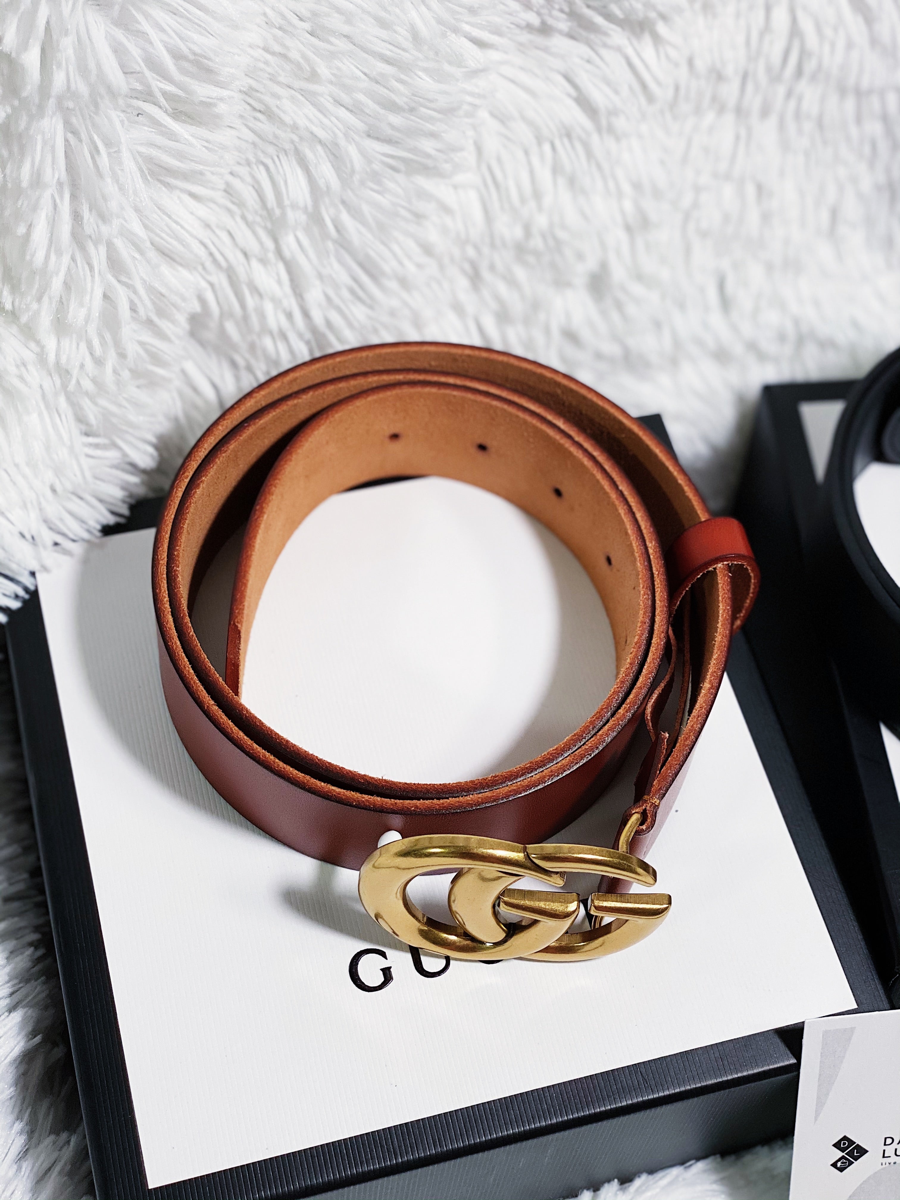 [TOP] GUCC! GG Buckle Leather Belt 3.8cm - BROWN - Gucci