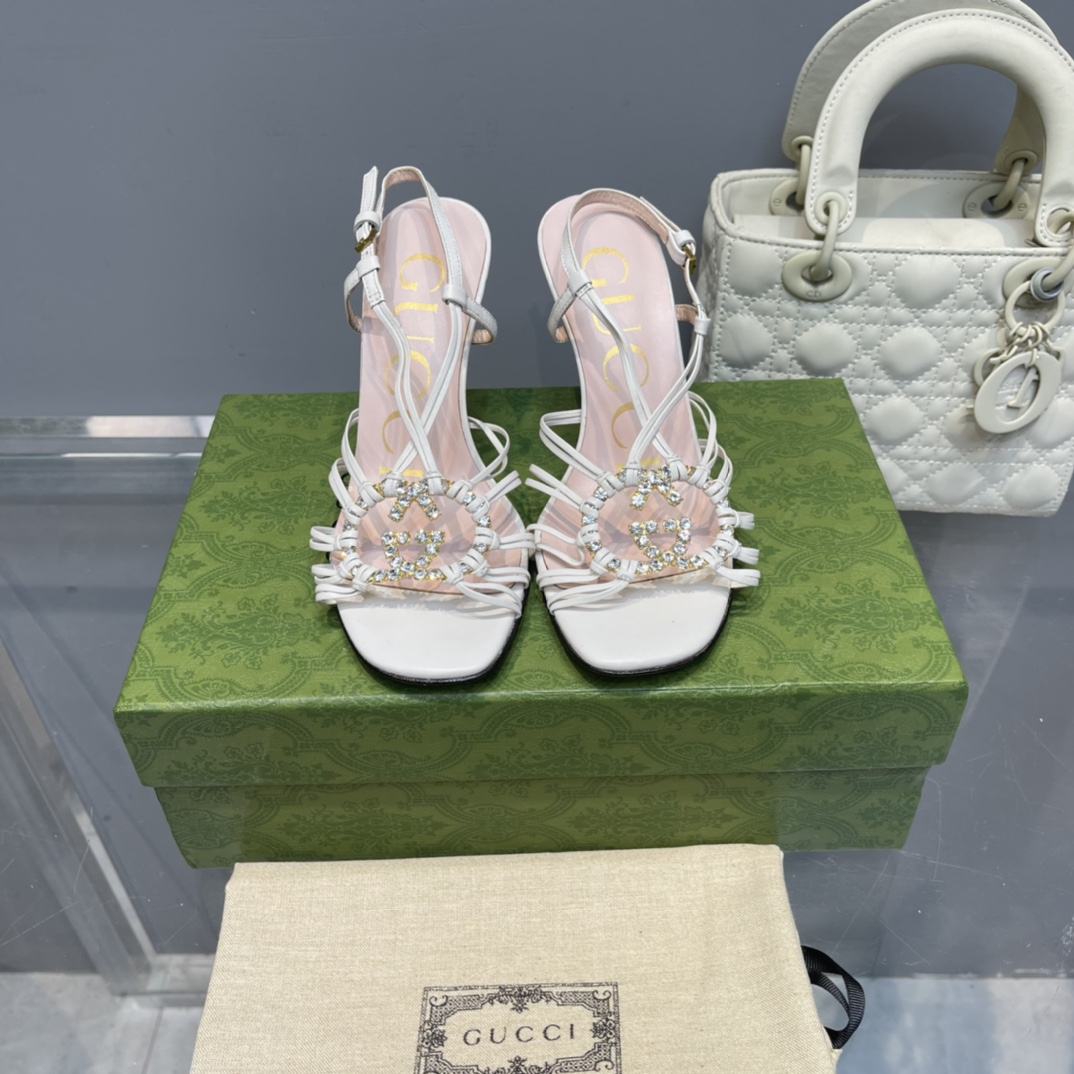 [TOP] GUCC! Lsa Diamond Sandals  - White - Gucci