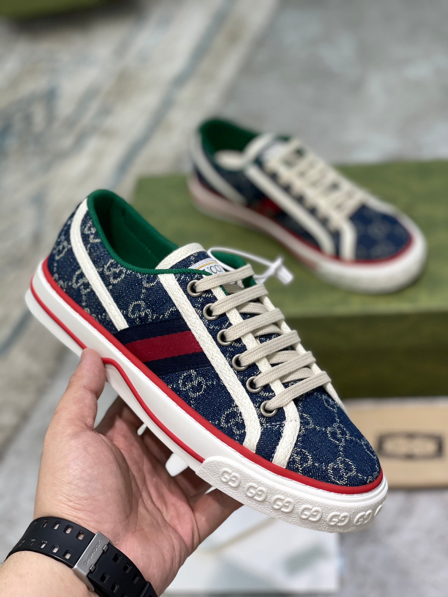 [TOP] GUCC! G*G Denim Sneakers Tennis 1977 - Blue - Gucci