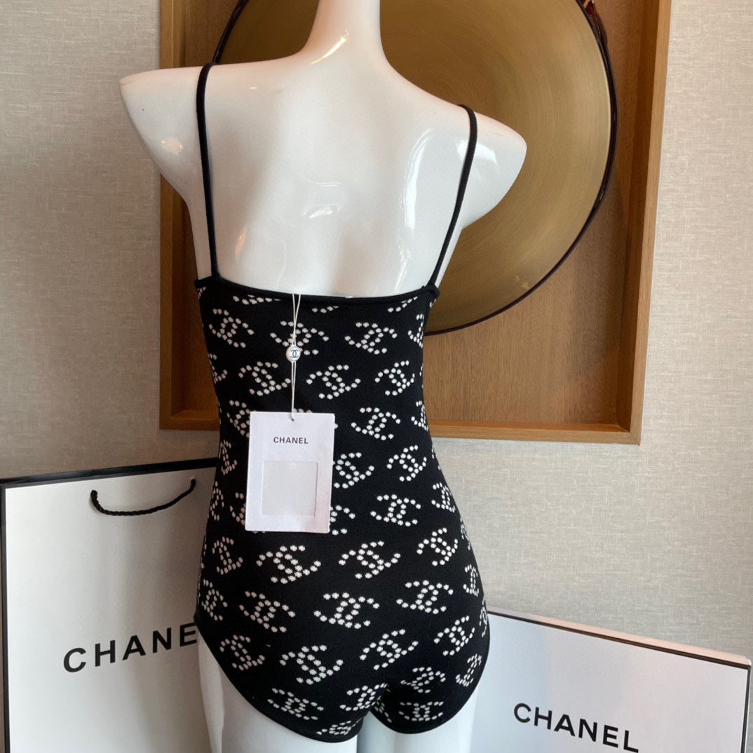 [TOP] CH@NEL Knitted Swimsuit - Black - Chanel