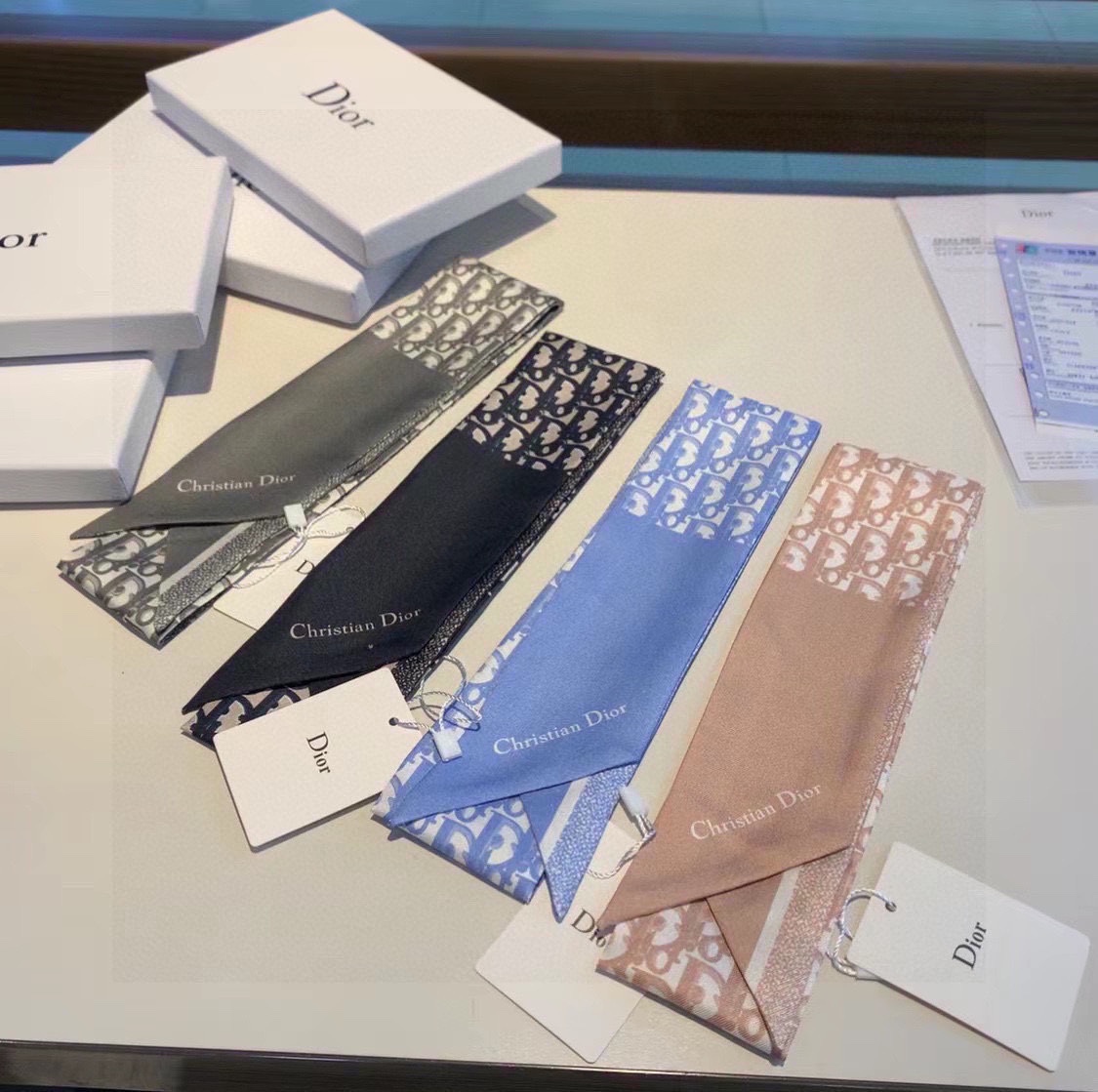[TOP] D!or Montaigne Mitzah Tie Scarf - 4 Color - Christian Dior