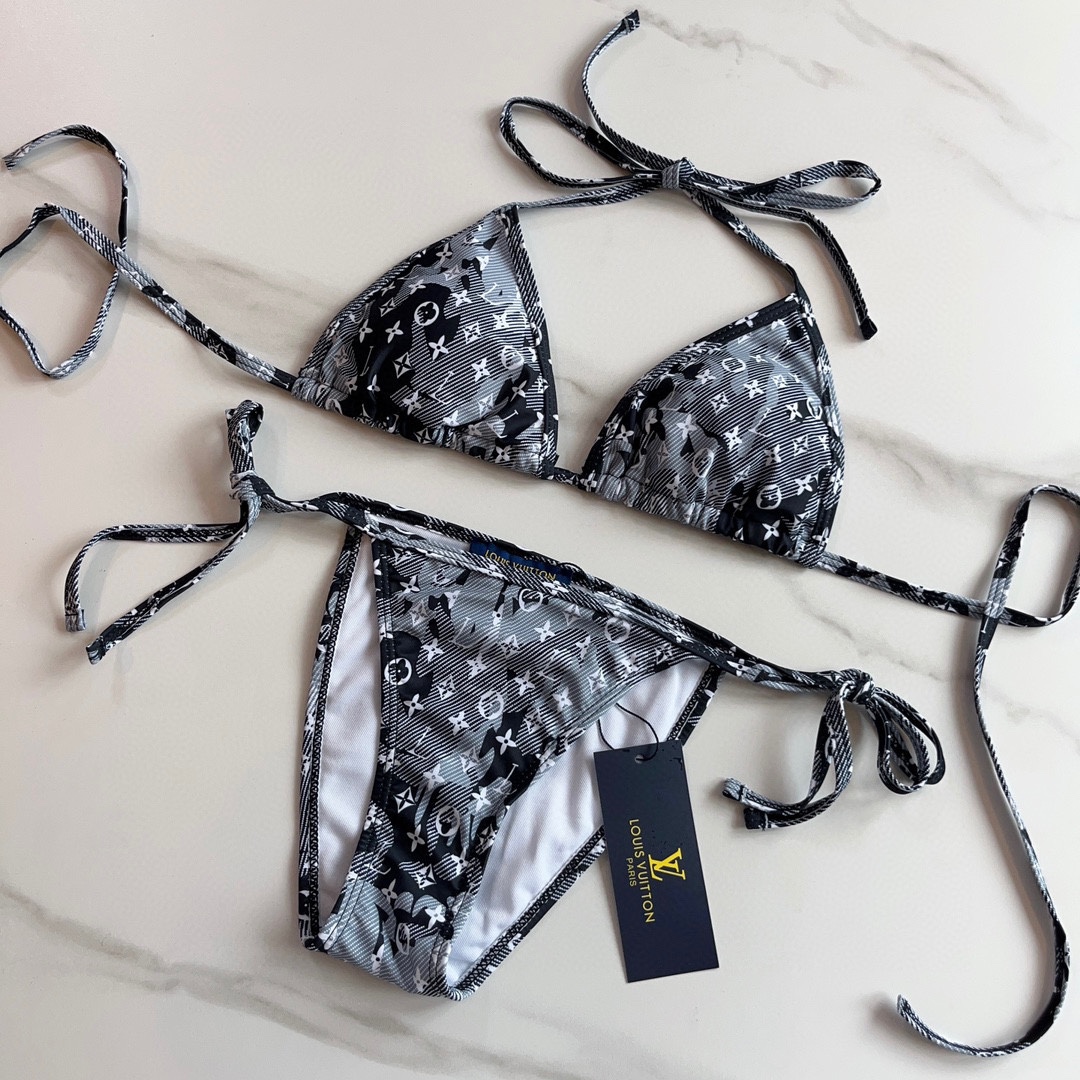 [TOP] L&V Classic Logo diagonal stripes Bikini - 2 Colors - LV Louis Vuitton