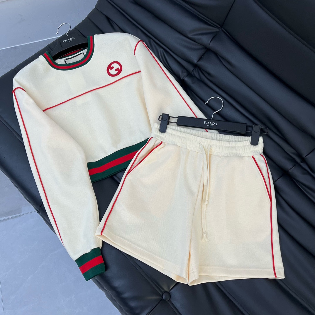 [TOP] GUCC! Sweatshirt Shorts Suit - 2 Colors - Gucci