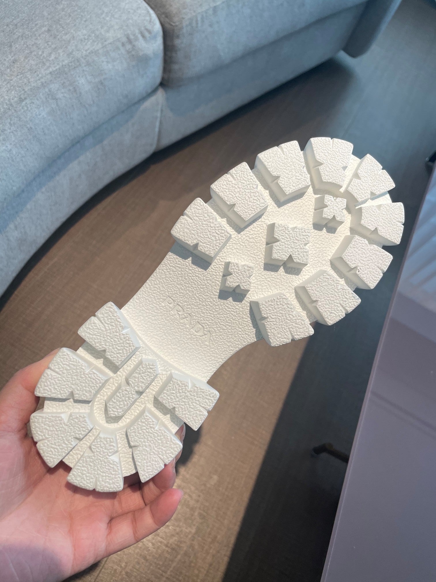 [TOP] PR@DA Monolith Leather and Nylon Ankle Boots - White - Prada