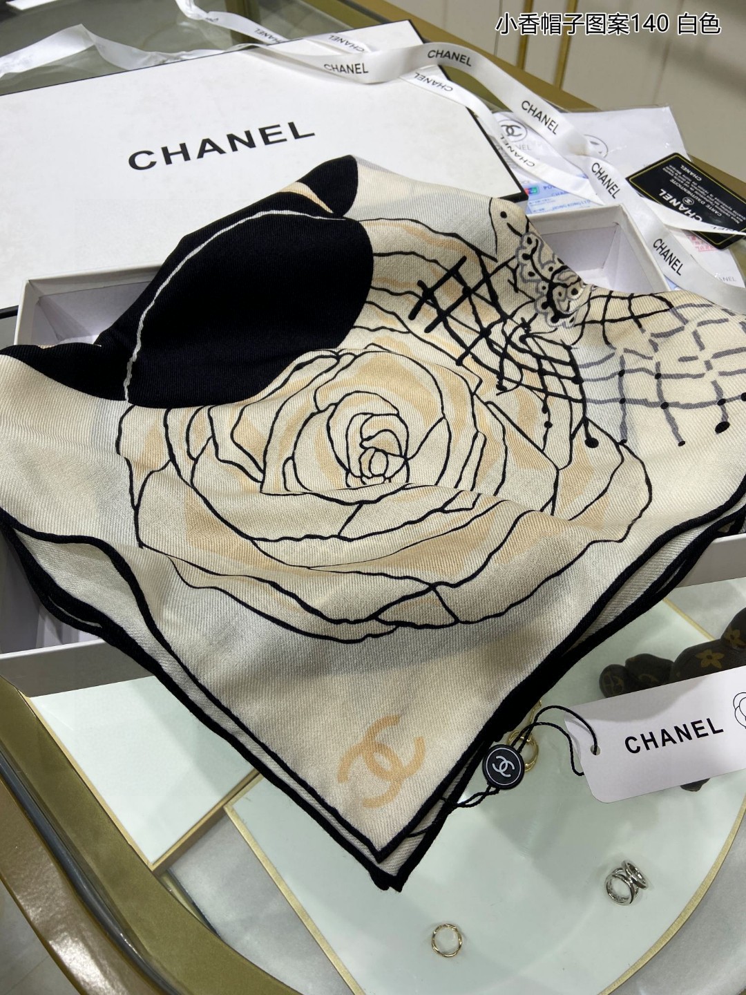 [TOP] CH@NEL Cashmere Square Scarves - 2 Colors - Chanel