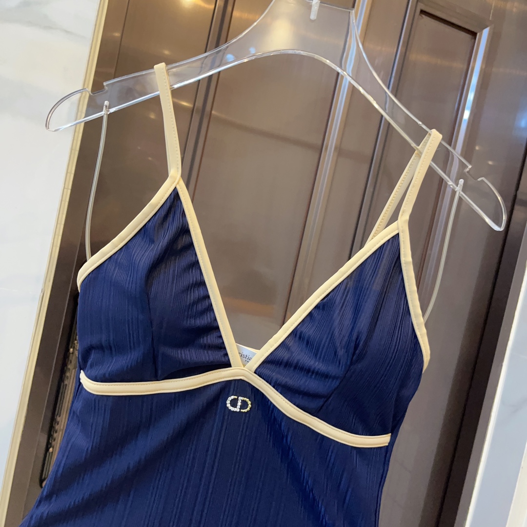 [TOP] D!or Dark Lines Swimsuit Bikini - Blue - Christian Dior