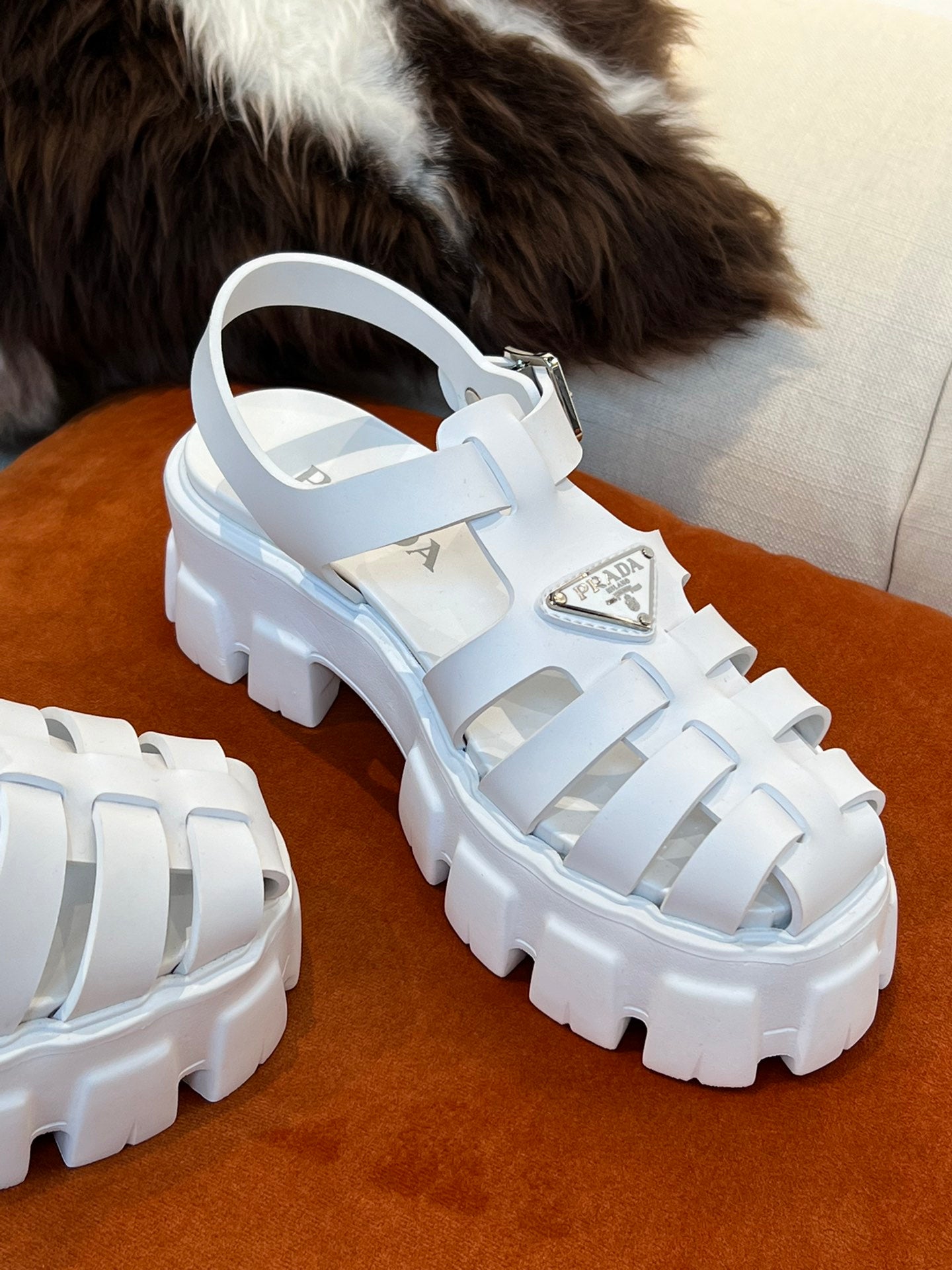 [TOP] PR@DA Women’s Rubber Cage Platform Sandals - Collection - Prada