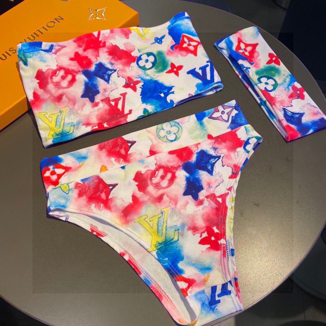 [TOP] L&V print tie-dye bikini LV Louis Vuitton