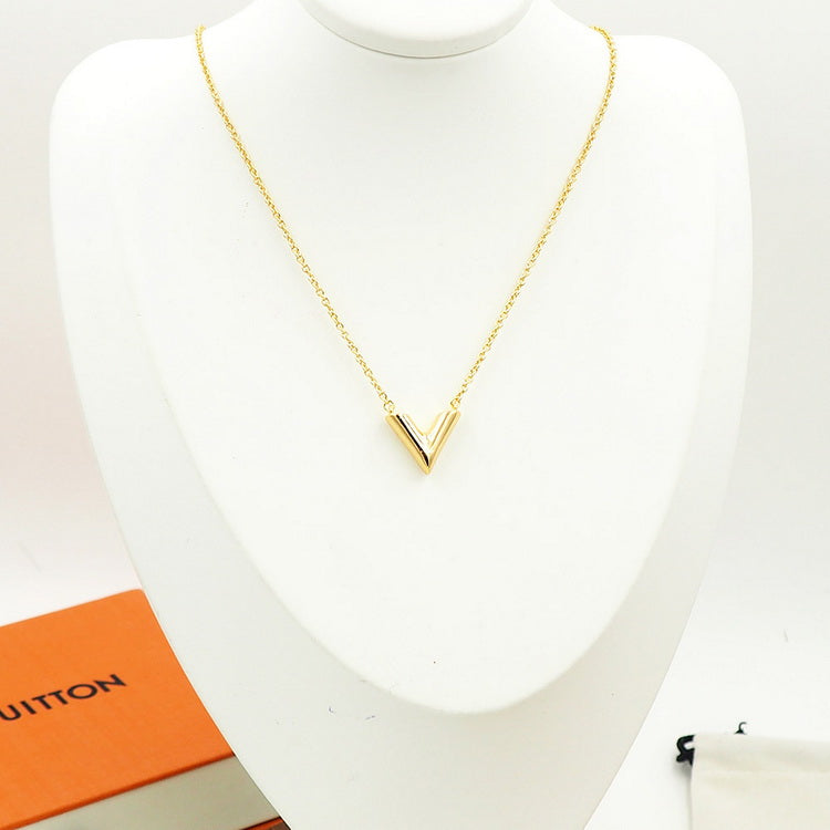 [TOP] L&V V Necklace - Gold - LV Louis Vuitton