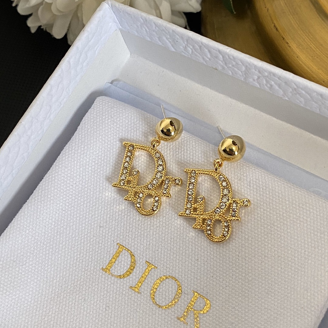 [TOP] D!or diamond tassel full diamond logo letter earrings Christian Dior