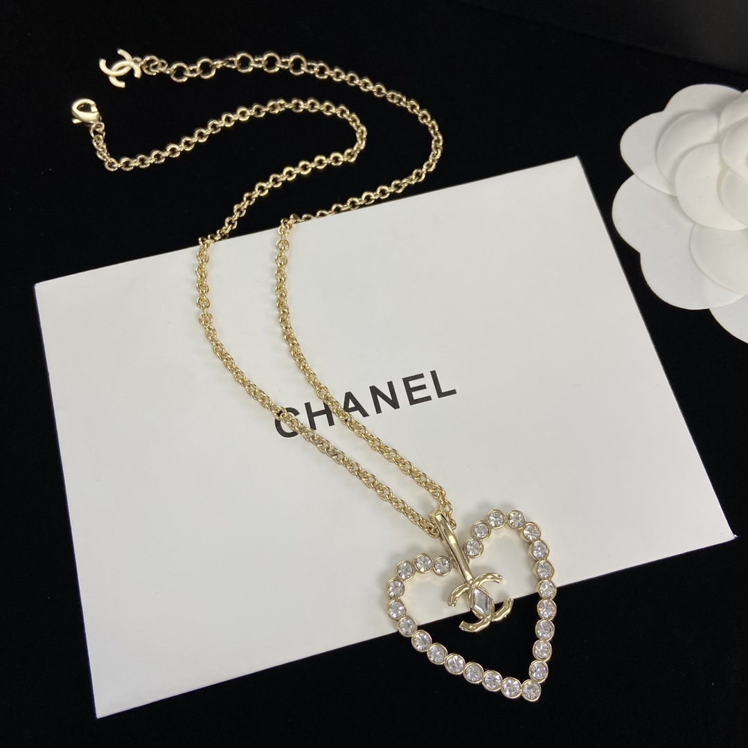 [TOP] CH@NEL Necklace Earrings Brooch Set - Chanel