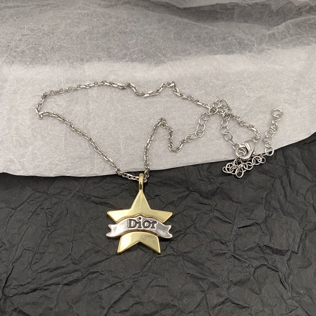 [TOP] D!or star silver chain necklace Christian Dior