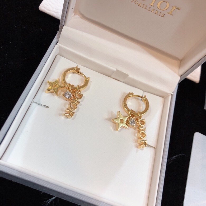 [TOP] D!or Frosted Star diamond earrings - Gold - Christian Dior