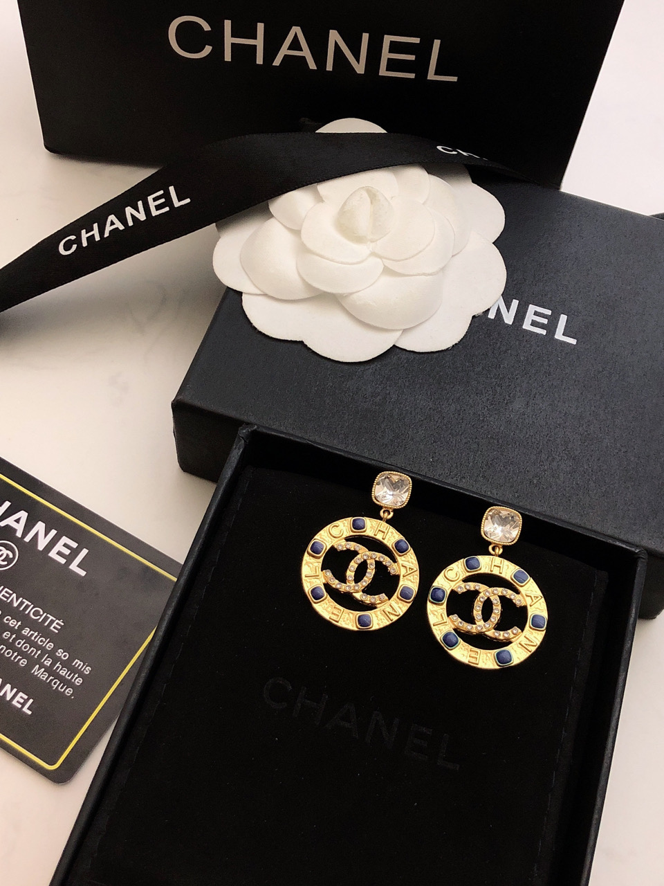 [TOP] CH@NEL DOUBLE C LOGO METAL RING Earrings - Chanel