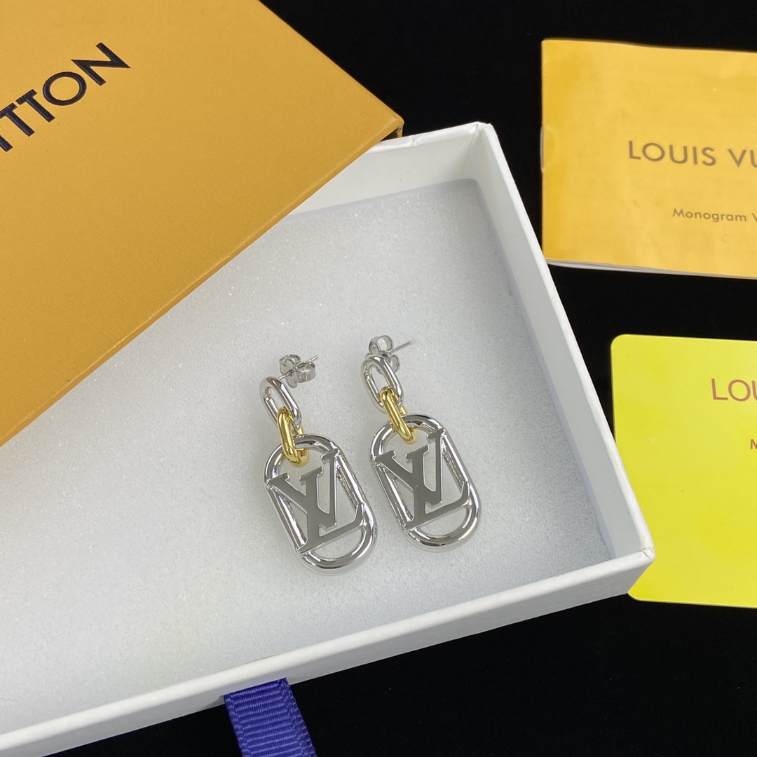 [TOP] L&V LV Earrings Silver - LV Louis Vuitton