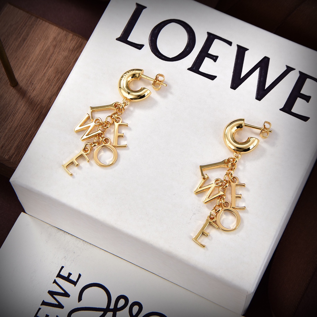 [TOP] LOEW LOGO Earrings - Gold - LOEWE