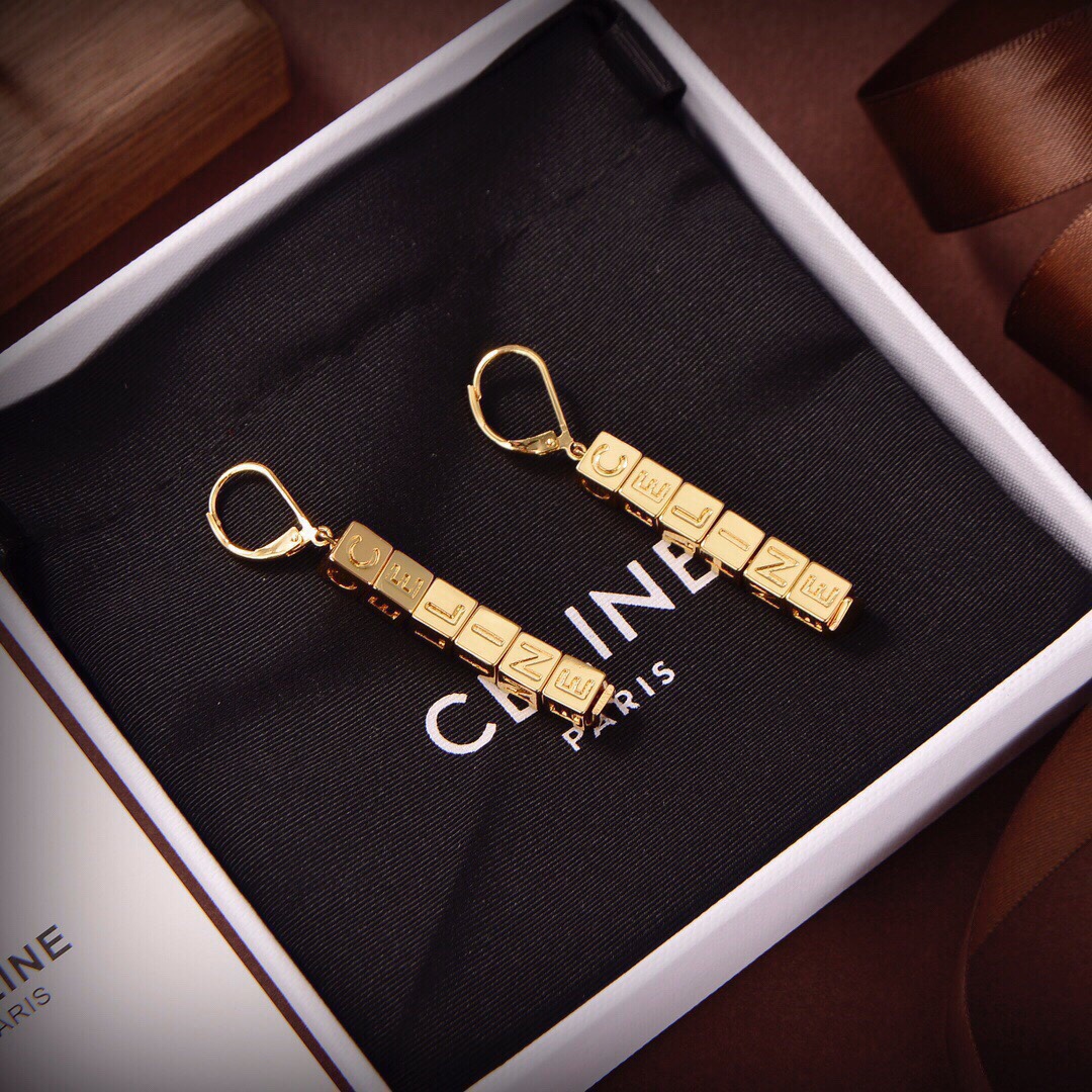 [TOP] CLINE Letter Earrings - 2 Colors - CELINE
