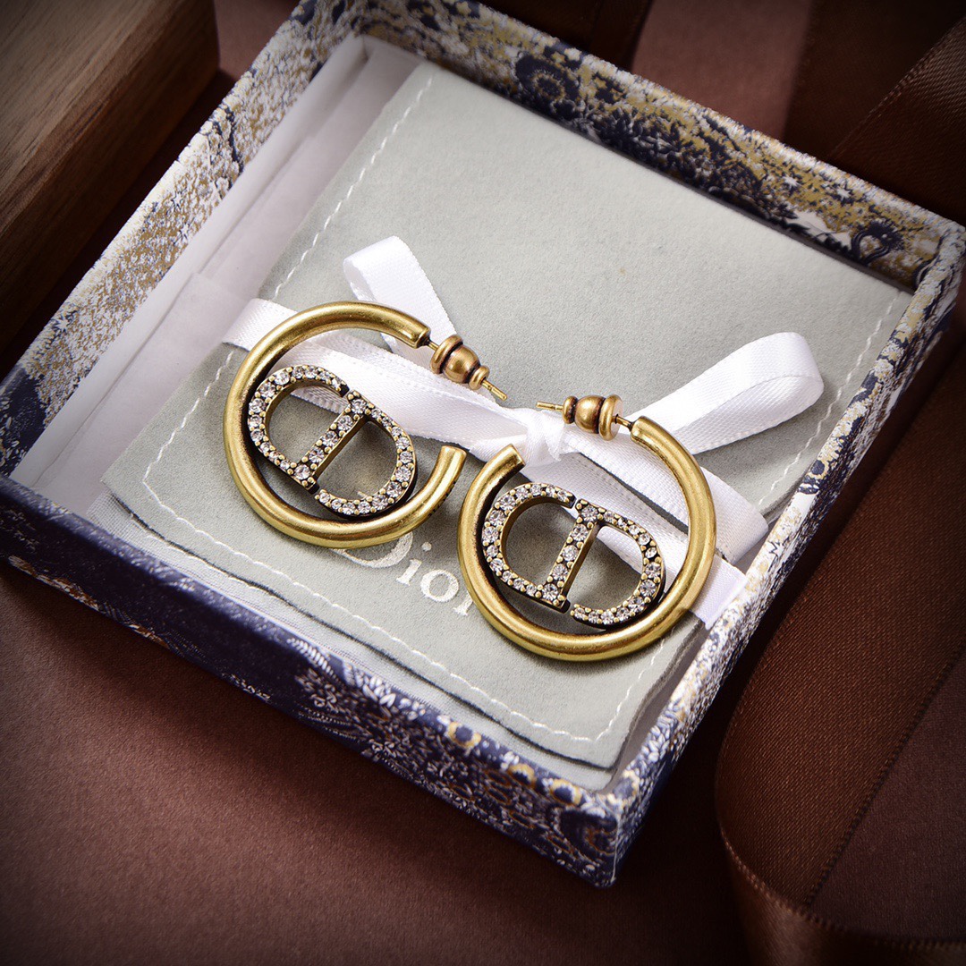 [TOP] D!or CD letter earrings - Brass - Christian Dior
