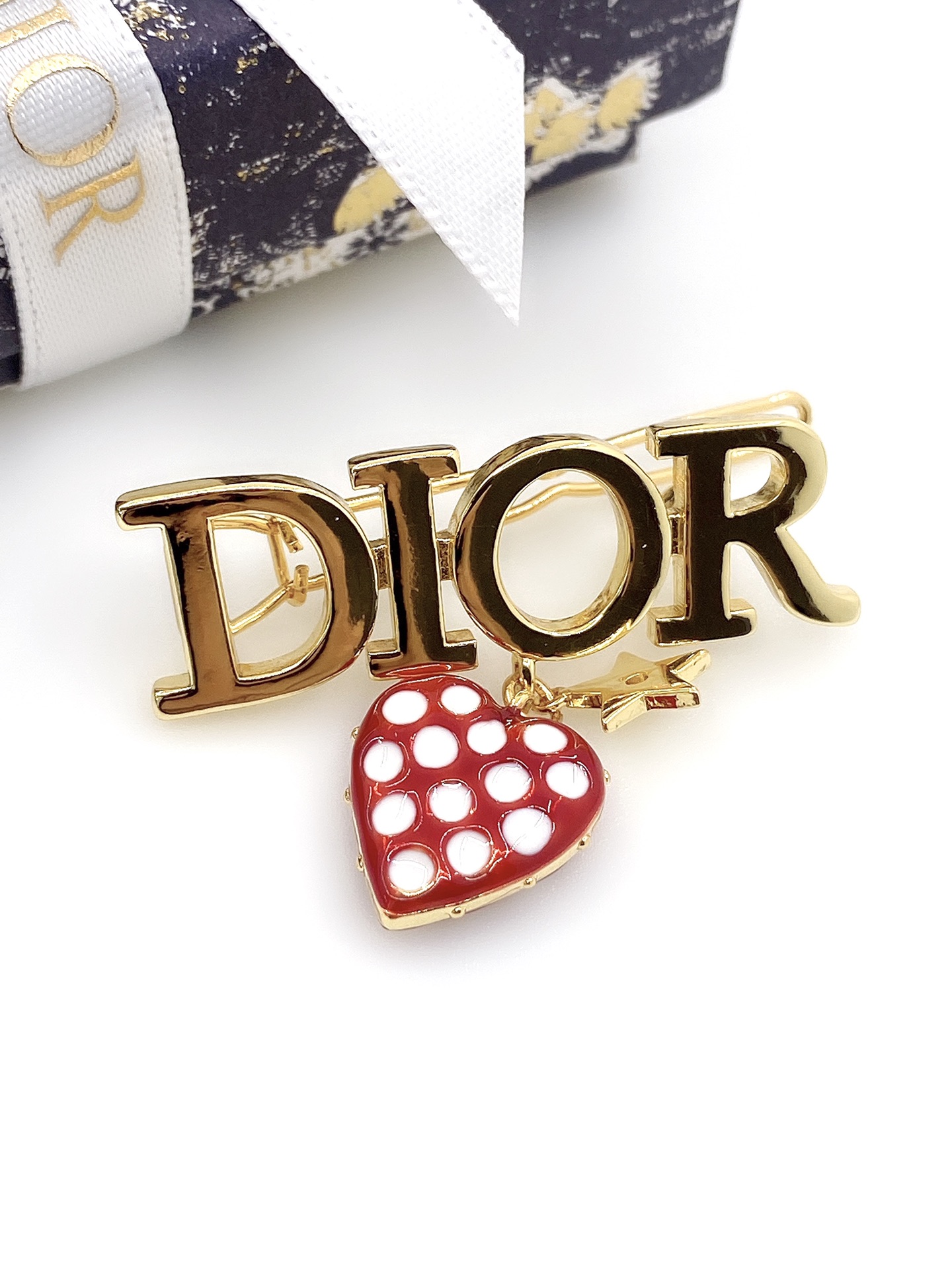 [TOP] D!or Strawberry Barrette - Gold - Christian Dior