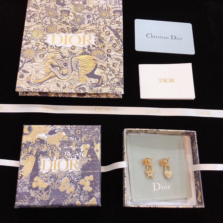 [TOP] D!or Lock Heart Diamond earrings - Gold - Christian Dior