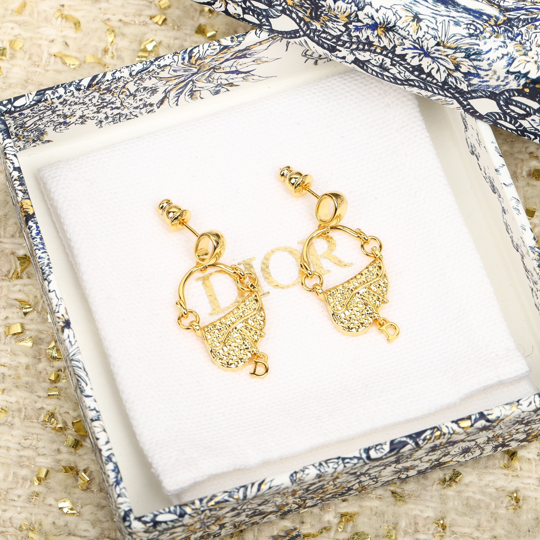 [Top] D!or Montaigne Saddle Stud Earrings - Christian Dior