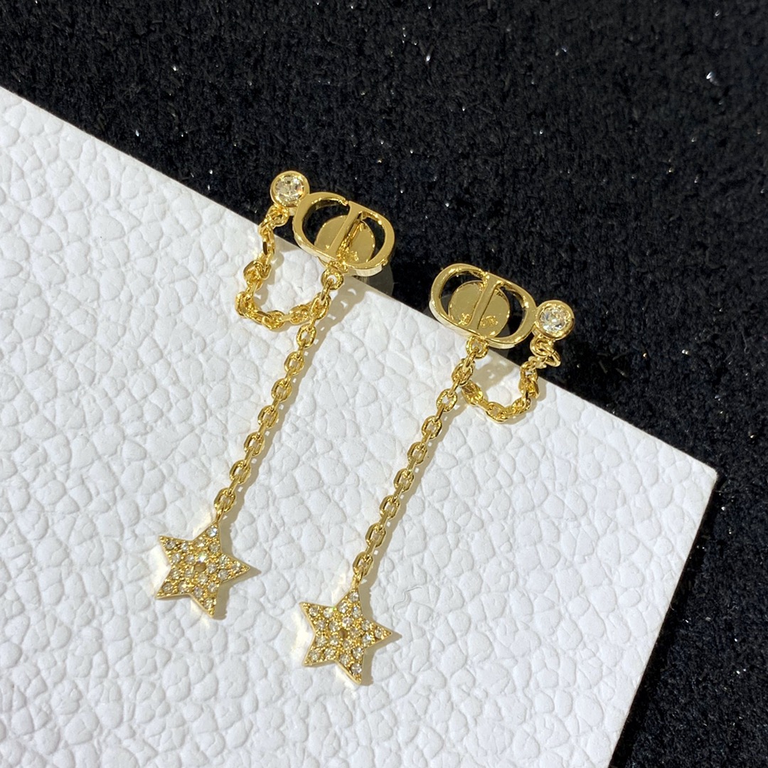 [TOP] D!or tasseled pearl stard earrings - Gold - Christian Dior
