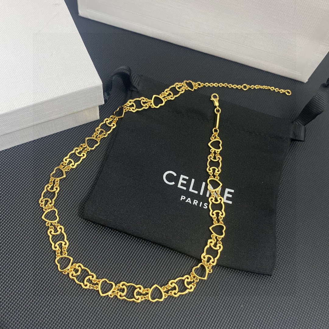 [TOP] CLINE Hollow Heart Necklace - Celine