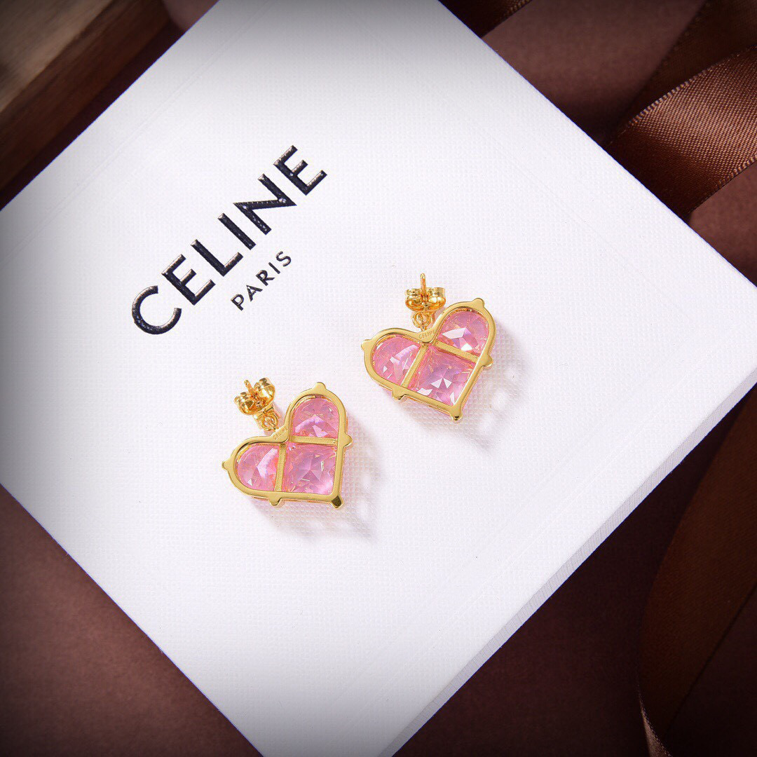 [TOP] CLINE Sakura Pink Crystal Earrings - Celine