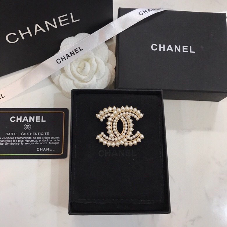 [TOP] CH@NEL Double C Pearl Brooch Chanel