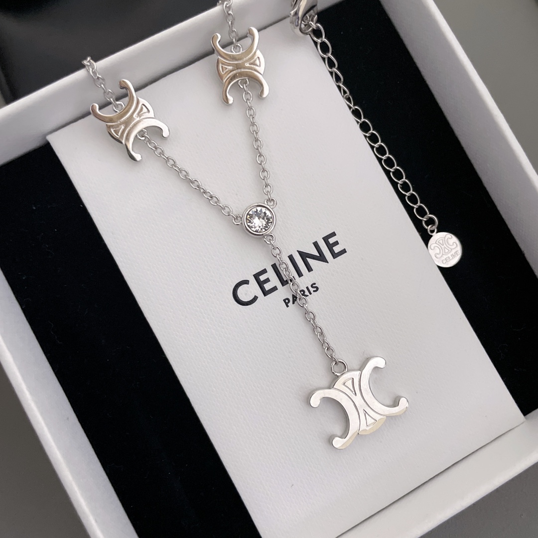 [TOP] CLINE C 5 Arc de Triomphe Y-shaped Chain Necklace - Celine