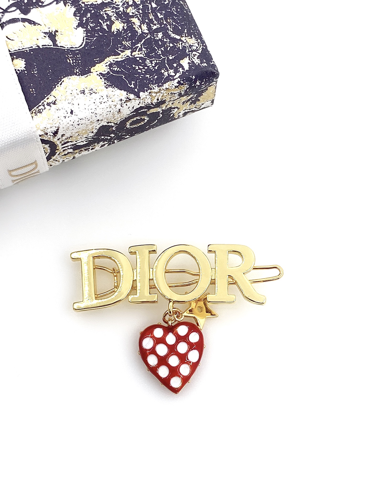 [TOP] D!or Strawberry Barrette - Gold - Christian Dior
