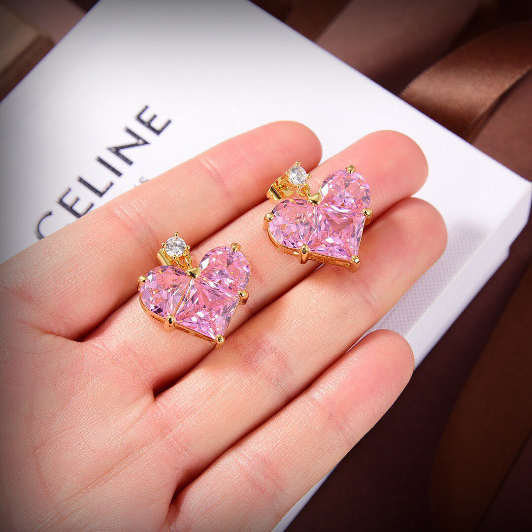 [TOP] CLINE Sakura Pink Crystal Earrings - Celine