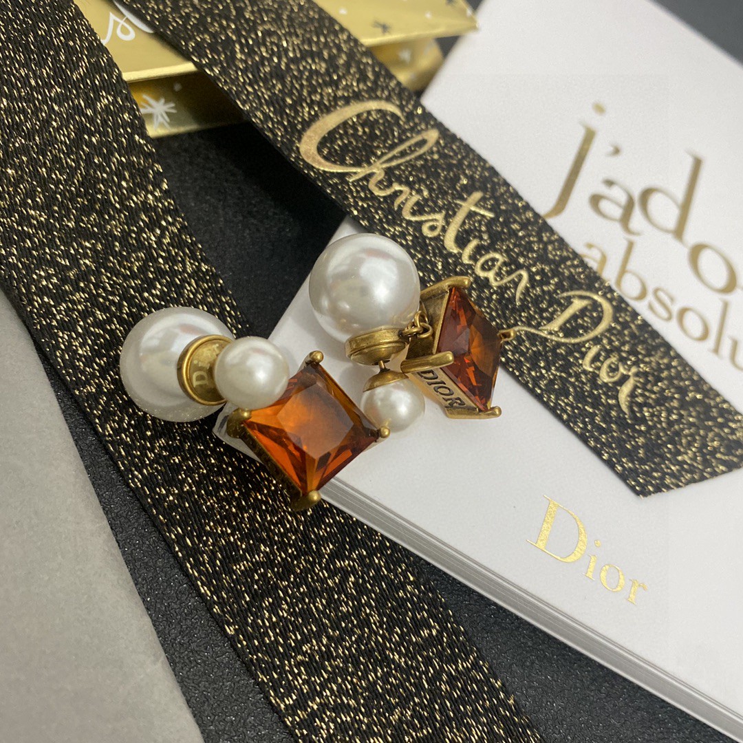 [TOP] D!or Pearl Earrings - Gold - Christian Dior