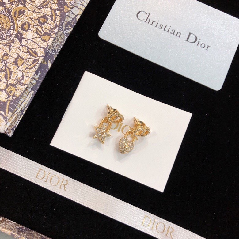 [TOP] D!or Lock Heart Diamond earrings - Gold - Christian Dior