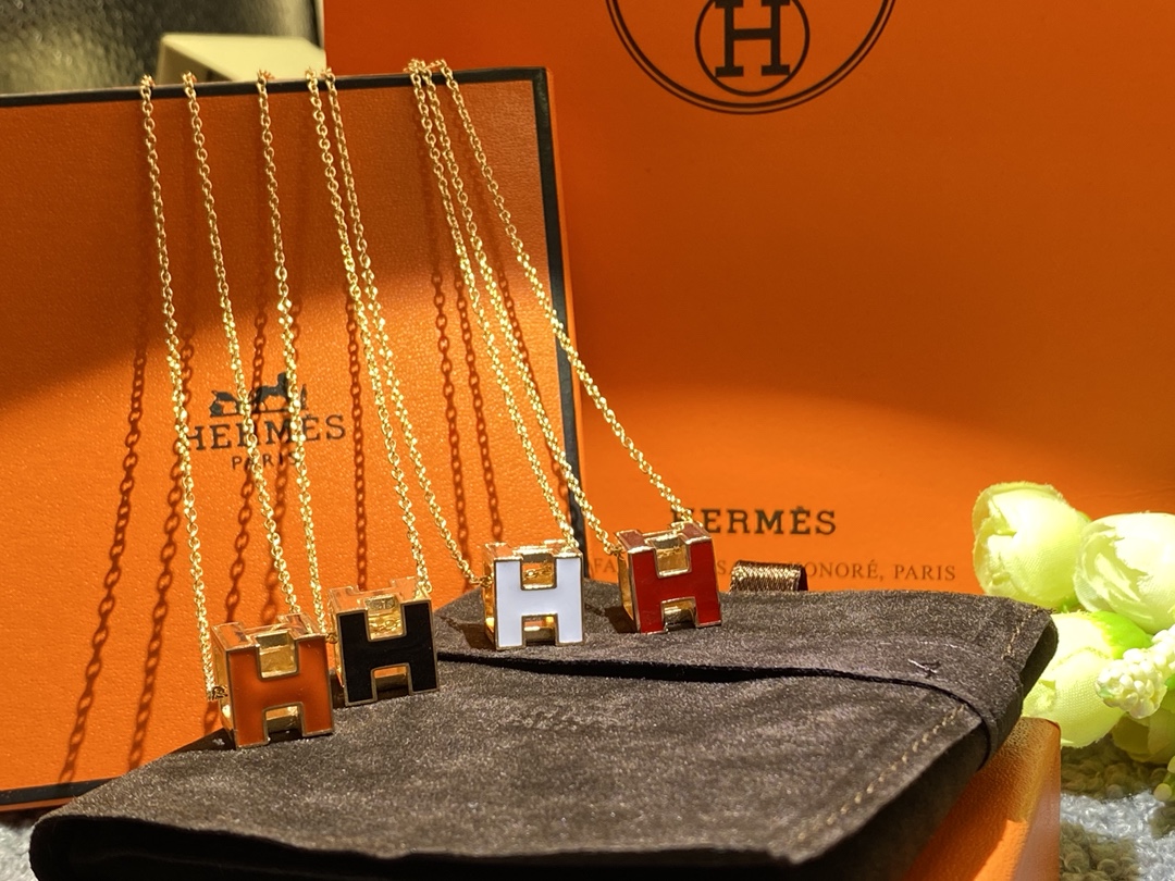 [TOP] HRMES H Box Necklace - Hermes
